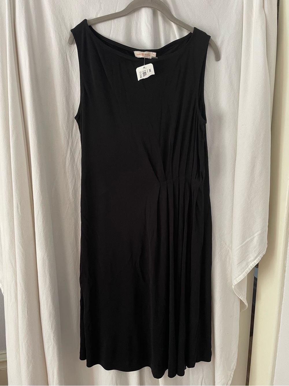 Tory Burch LBD black dress Size XL with side pleating